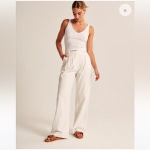 Abercrombie Linen-Blend Tailored Wide Leg Pant